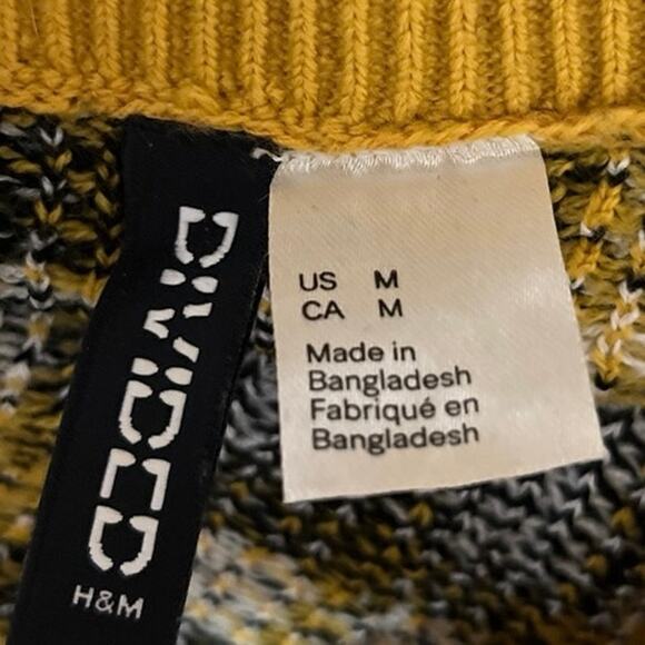 H&M Divided Multicolor Plaid Crew Neck Long Sleeve Pullover Casual Sweater Sz M - Picture 3 of 4